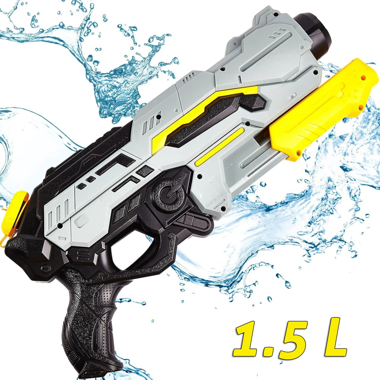 Pistol cu Apa de Inalta Presiune pentru Copii, Flippy, Jucarie Pistol cu Apa, Capacitate 1.5 L, 43 x 20 x 4 cm, Petrecerile de Vara, 4-12 Ani, Negru Gri [3]