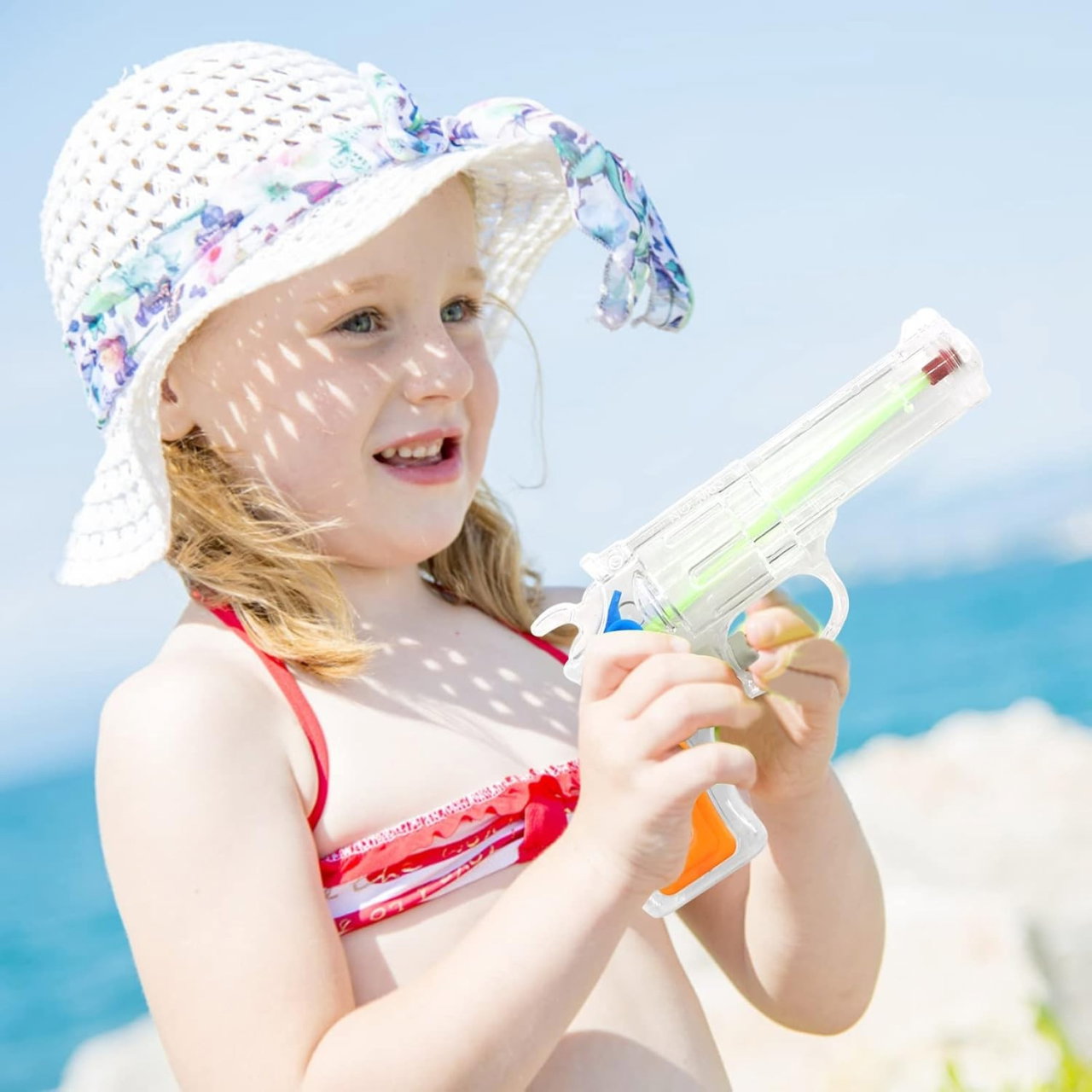 Pistol cu Apa, Flippy, pentru Copii, din Plastic, 16 x 5 x 2 cm, Transparent/Albastru [4]