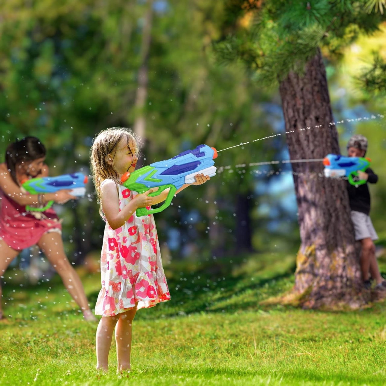 Pistol cu Apa pentru Copii, Flippy, Rezervor 900ml, Raza de Actiune 8m, 6ani+, 4 Duze, Verde [6]