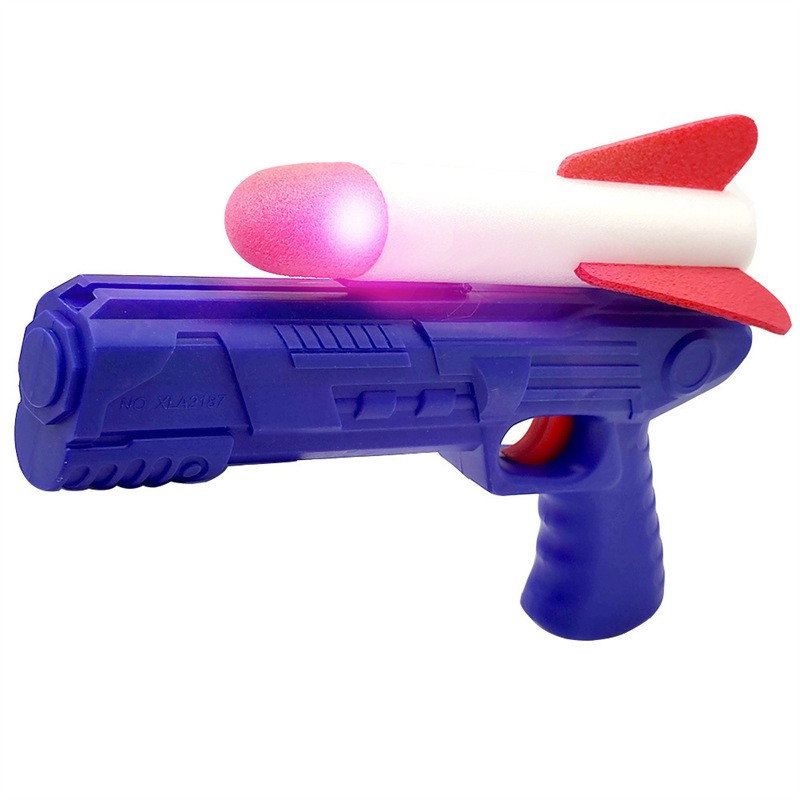 Pistol de Jucarie, Flippy, cu Lansator de Racheta, din Polistiren/Plastic, Lumina LED, +3 Ani, Albastru/Rosu [5]