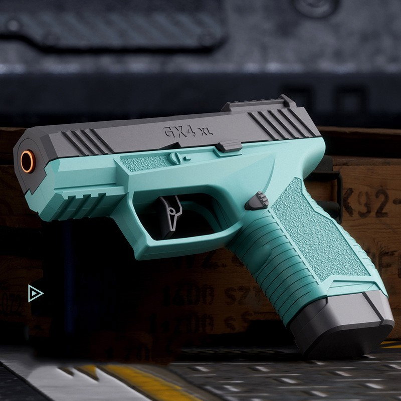 Pistol de jucarie GX4 cu Ejectie, Flippy, de Explozie de buzunar, Makara BLOWBACK, Gloante Moi pentru Copii, 15 x 13 x 3.5 cm, Negru Verde [4]