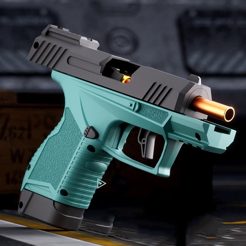 Pistol de jucarie GX4 cu Ejectie, Flippy, de Explozie de buzunar, Makara BLOWBACK, Gloante Moi pentru Copii, 15 x 13 x 3.5 cm, Negru Verde [3]