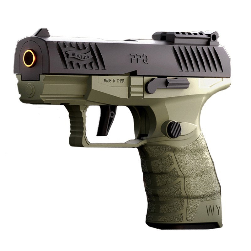 Pistol de jucarie GX4 cu Ejectie, Flippy, de Explozie de buzunar, Makara BLOWBACK, Gloante Moi pentru Copii, 15 x 13 x 3.5 cm, Negru Verde deschis [1]
