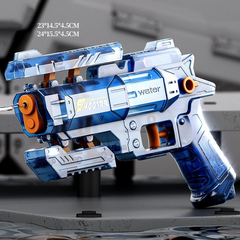Pistol Manual cu Apa, Flippy, Jucarie Pistol cu Apa Sigur Pentru Copii, Design Nou S-Shooter Atractiv, 23 x 14.5 cm, Albastru Transparent [2]