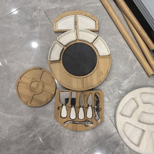 Platou Festiv, Flippy, din Lemn, pentru Branzeturi si Aperitive, 18 Piese, Maro [7]