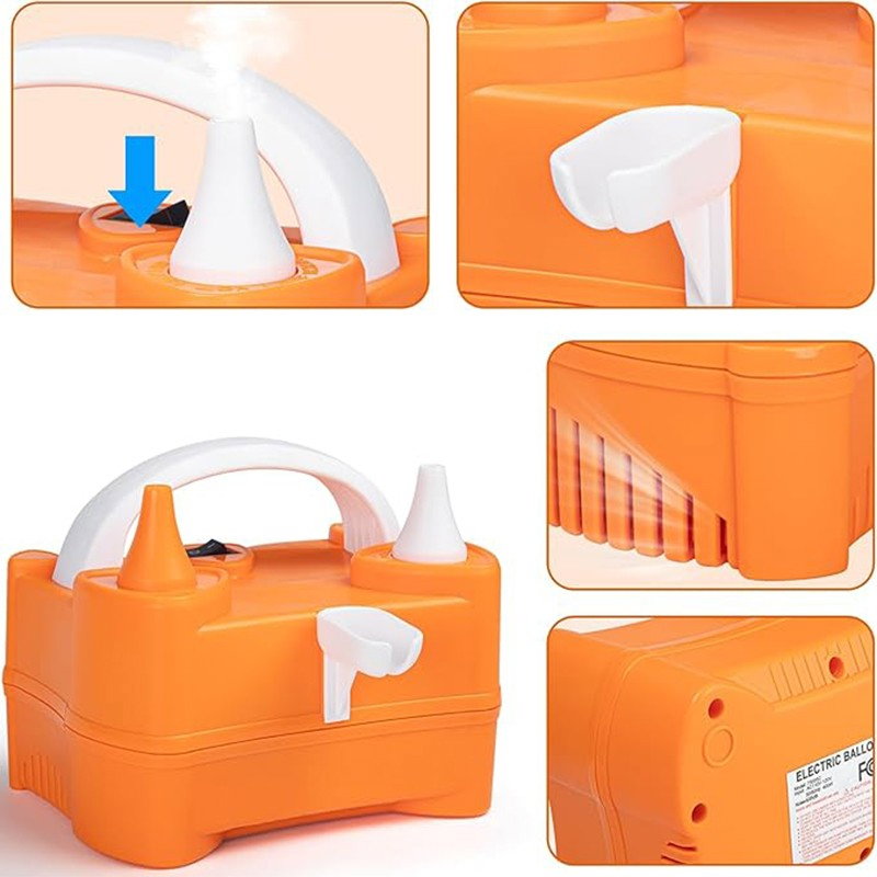 Pompa Electrica de Umflat Baloane, Flippy, cu Doua Iesiri, 220V, Putere 400W, Accesorii petrecere, Portocaliu [3]