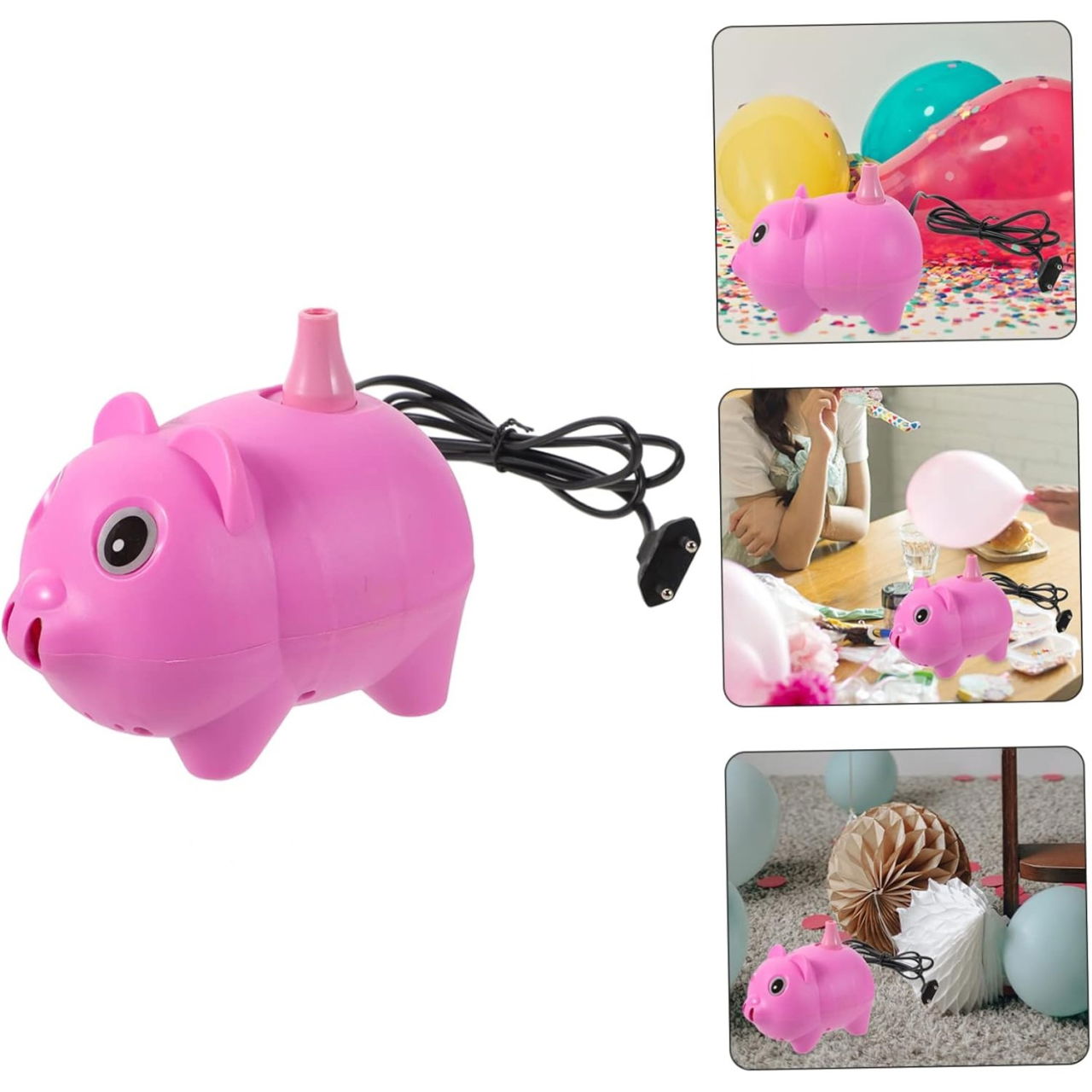 Pompa Electrica Pentru Umflat Baloane, 380 W, din Plastic, Model Porc, Roz [2]