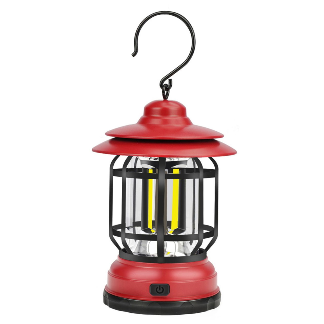 Portable camping light, vintage lantern with hook, ABS, 21 COB LED lighting, adjustable intensity, 5W, reversible, red rechargeable [1]
