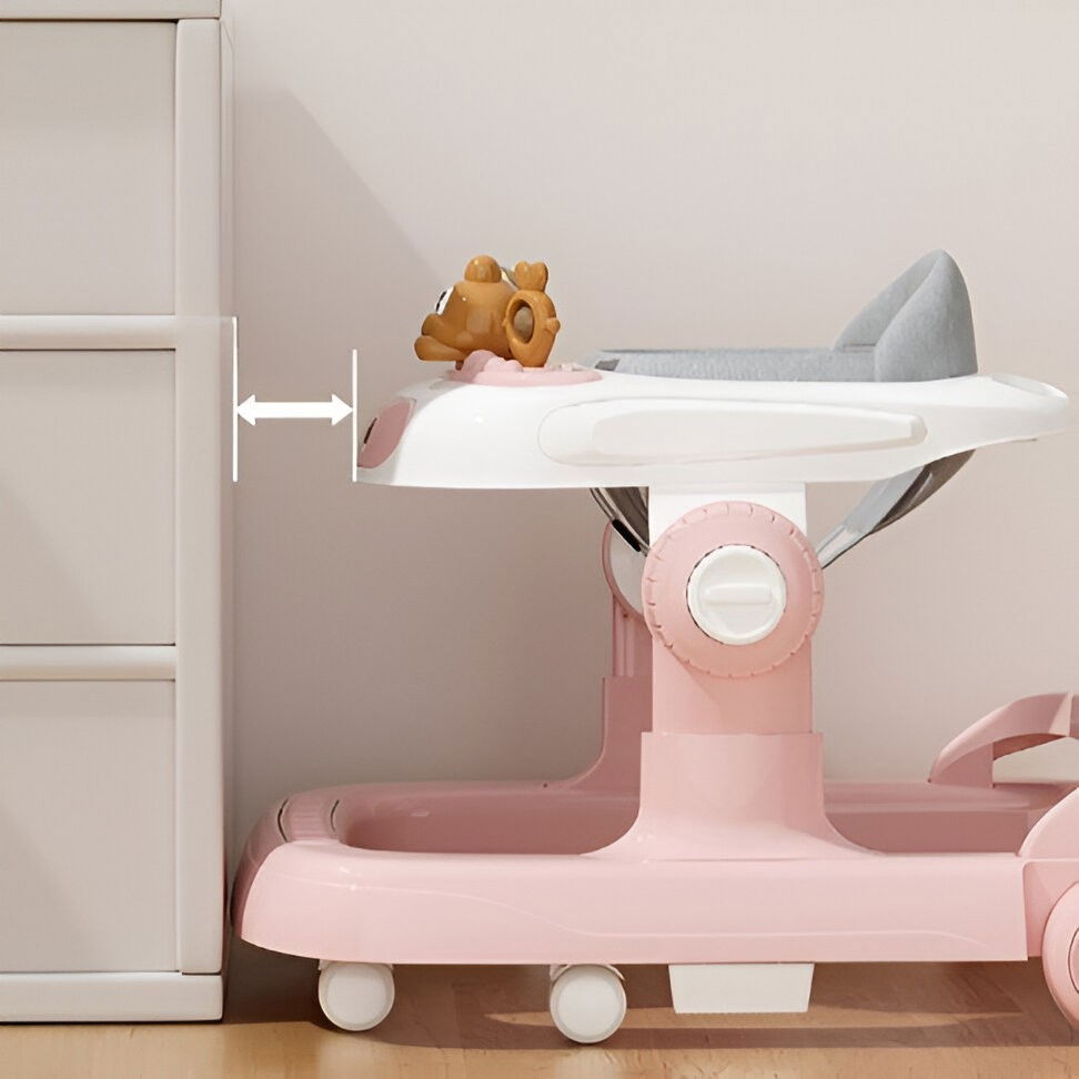 Premergator Multifunctional cu Roti Flippy, Model Iepuras, Inaltime Ajustabila, Tavita, Muzica, Lumini, 66x59x41 cm, Roz [5]