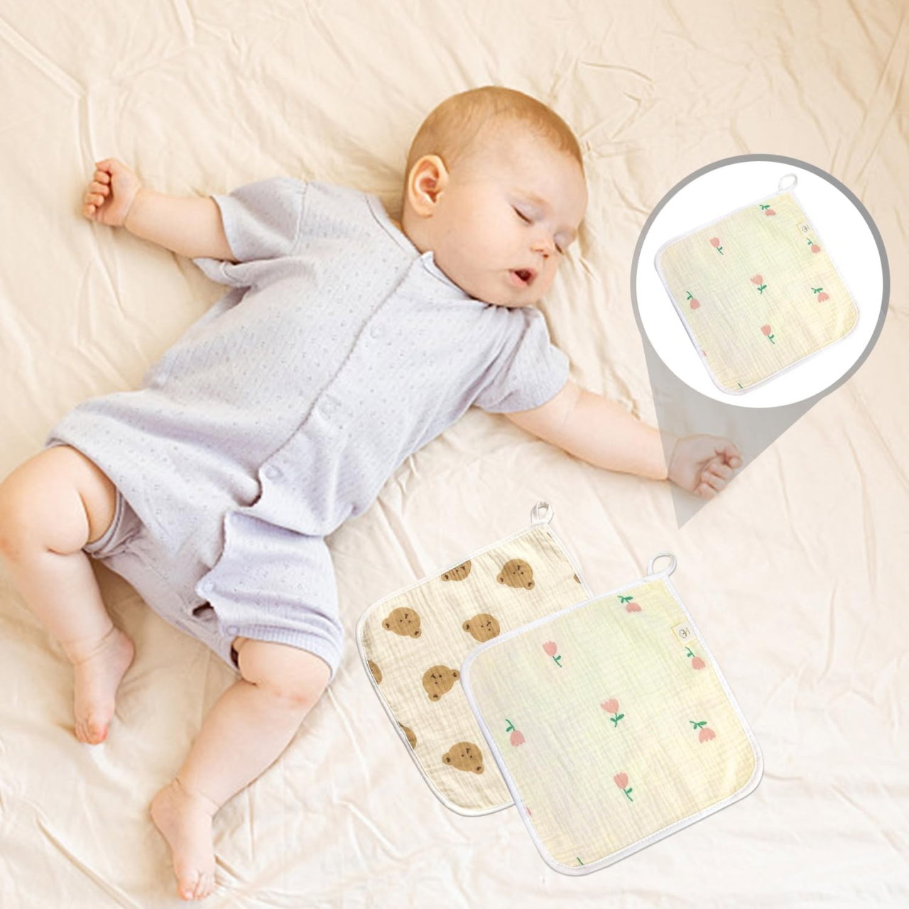 Prosop Absorbant, Flippy, din Bumbac, 25 x 25 cm, Model Inimioare, cu Agatatoare, Maro [3]