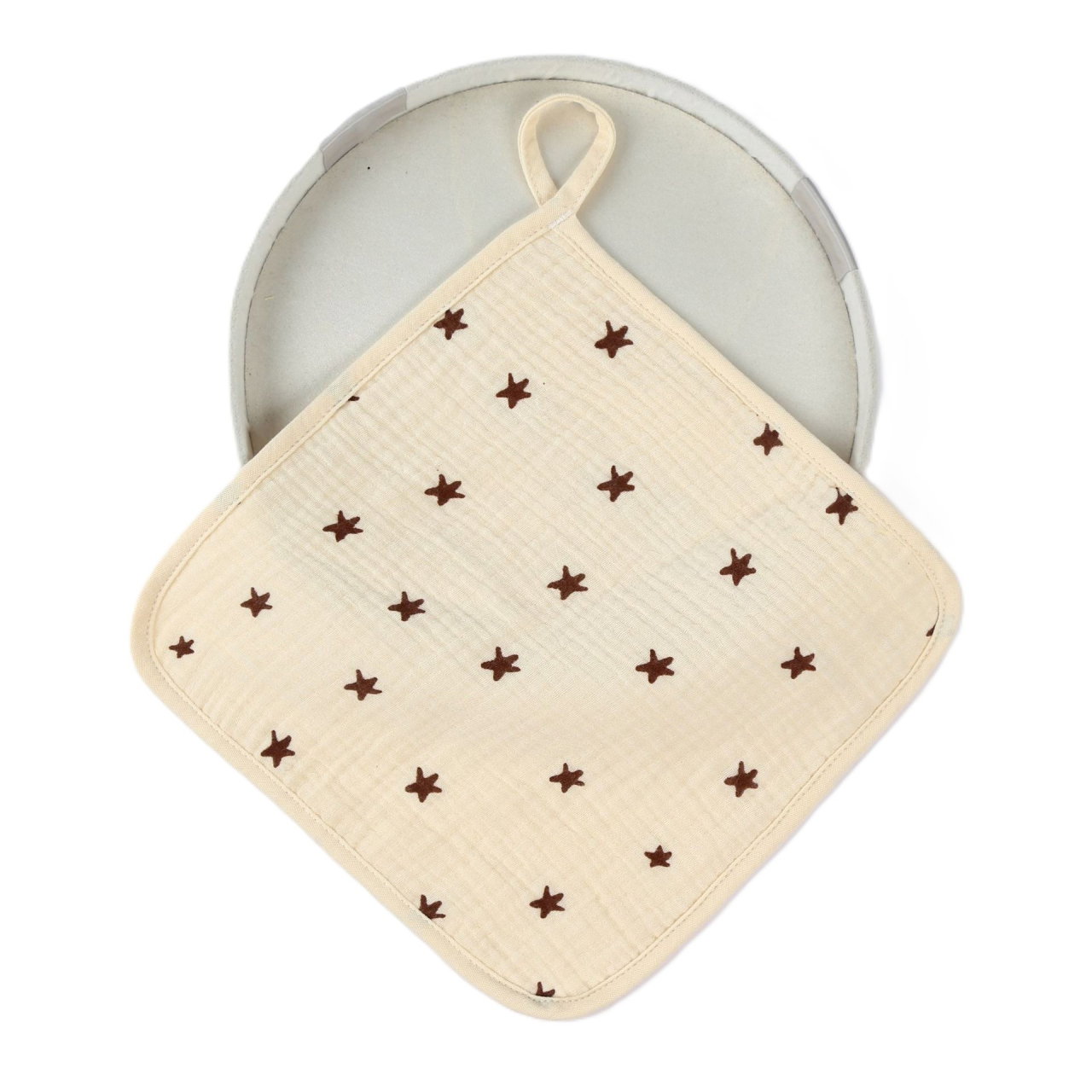 Prosop Absorbant, Flippy, din Bumbac, 25 x 25 cm, Model Stelute, cu Agatatoare, Bej [1]