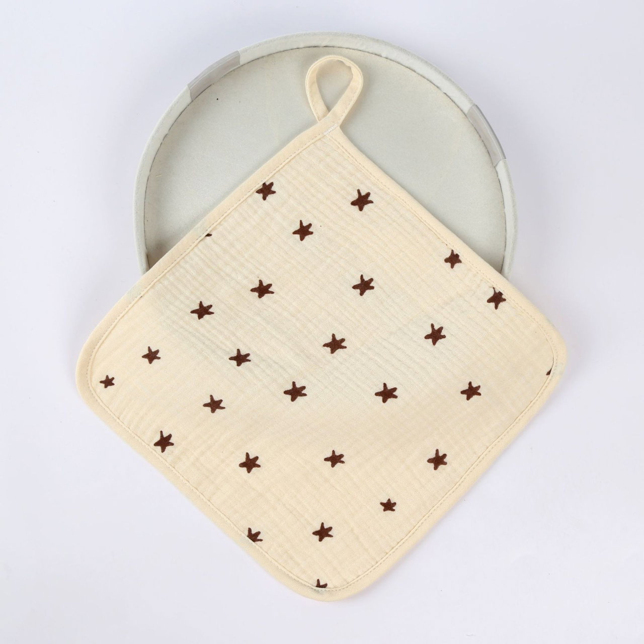 Prosop Absorbant, Flippy, din Bumbac, 25 x 25 cm, Model Stelute, cu Agatatoare, Bej [2]