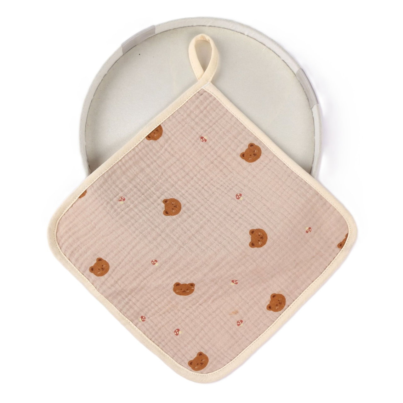 Prosop Absorbant, Flippy, din Bumbac, 25 x 25 cm, Model Ursuleti, cu Agatatoare, Crem [6]