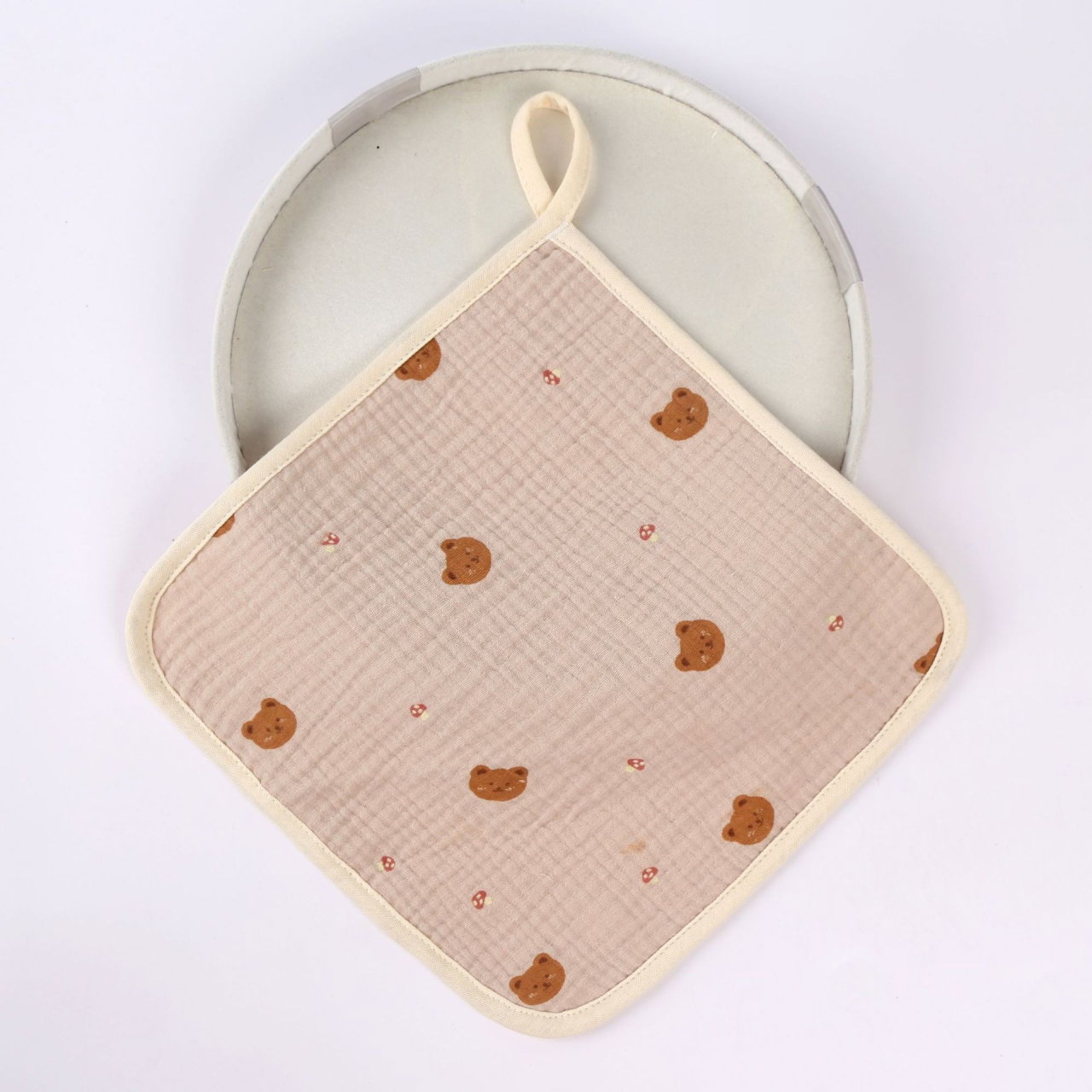 Prosop Absorbant, Flippy, din Bumbac, 25 x 25 cm, Model Ursuleti, cu Agatatoare, Crem [4]