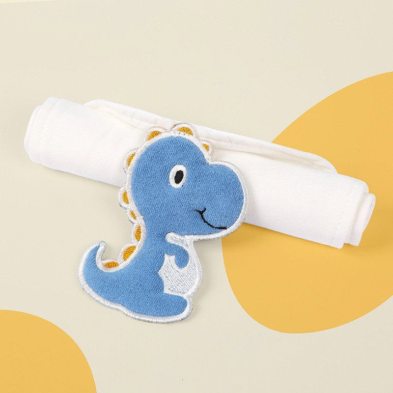 Prosop Absorbant, Flippy, din Bumbac, pentru Bebelusi, 19x28 cm, Model Dinozaur, Alb [3]