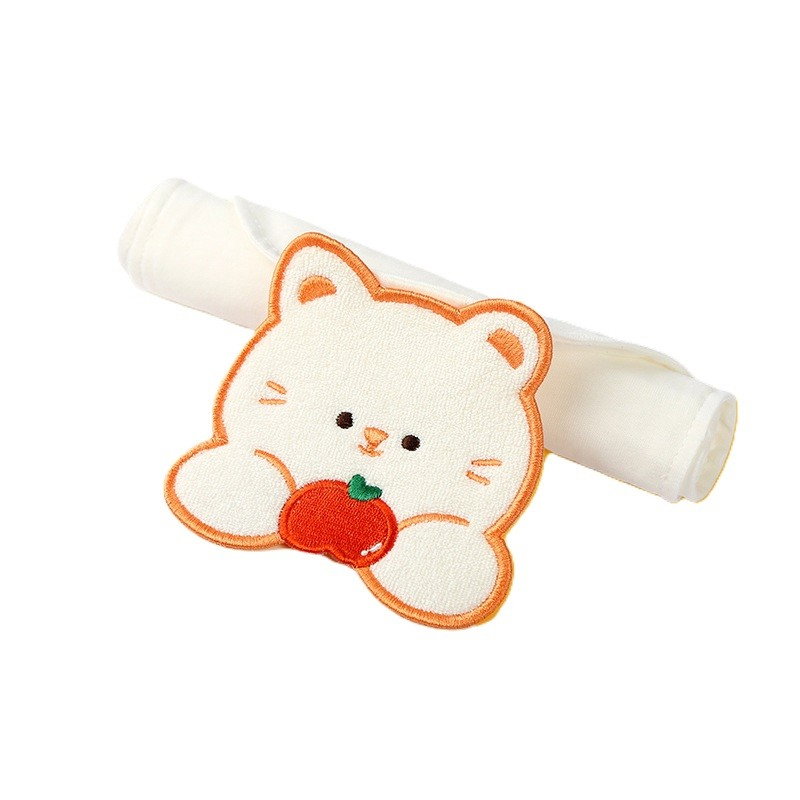 Prosop Absorbant, Flippy, din Bumbac, pentru Bebelusi, 19x28 cm, Model Pisica, Alb [1]