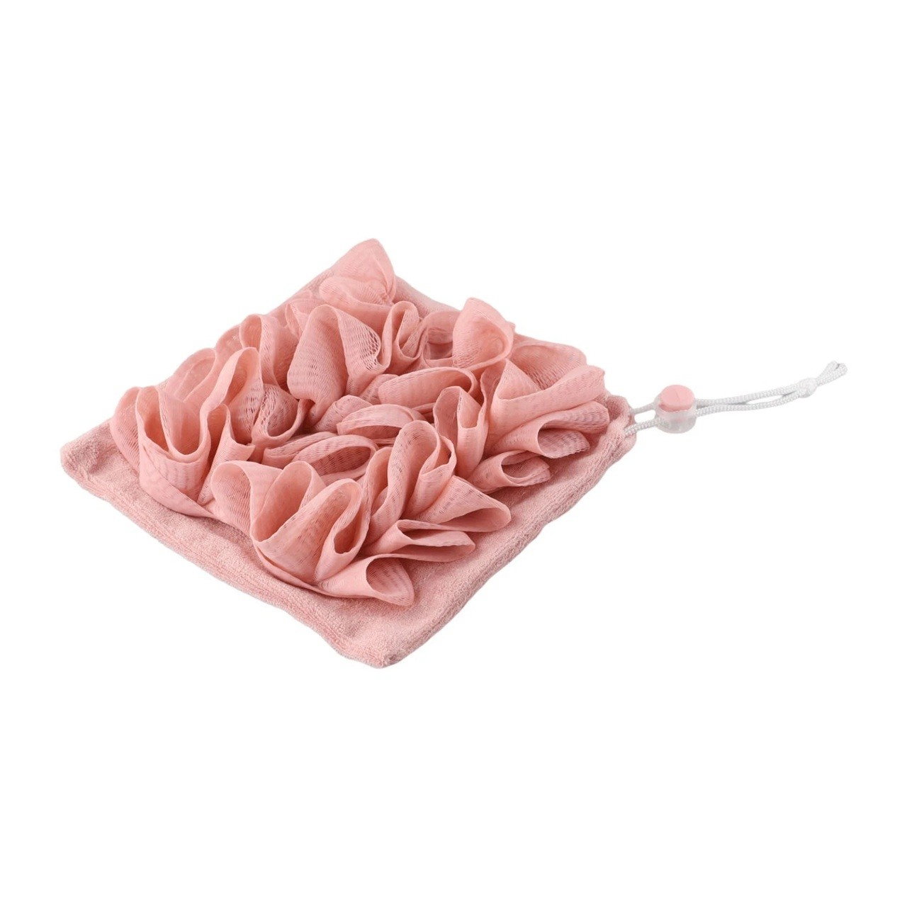 Prosop de Baie, Flippy, 2in1, cu Burete din Plasa, 17 x 17 cm, Roz [2]