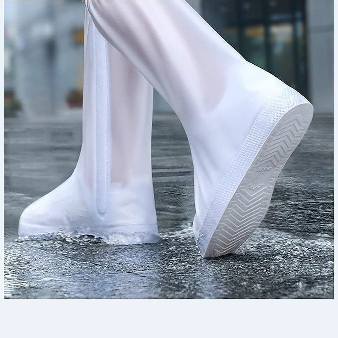 Protectie Incaltaminte pentru Ploaie si Noroi, Flippy, Impermeabila, Talpa Antiderapanta, cu Fermoar si Capsa, Inaltime 40 cm, Marime XL 40-41, Alb [3]