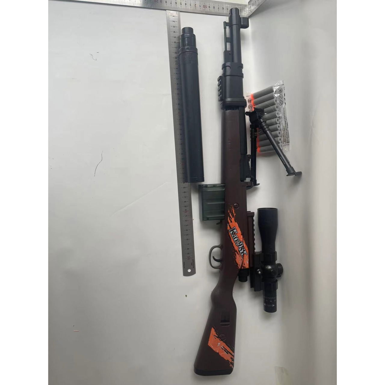 Pusca de Jucarie 98K Ultrarealista, Flippy, Manuala, cu Luneta, 10 de Proiectile din Spuma Moale, 5 Cartuse, 103 cm, 14 ani+, Maro [2]