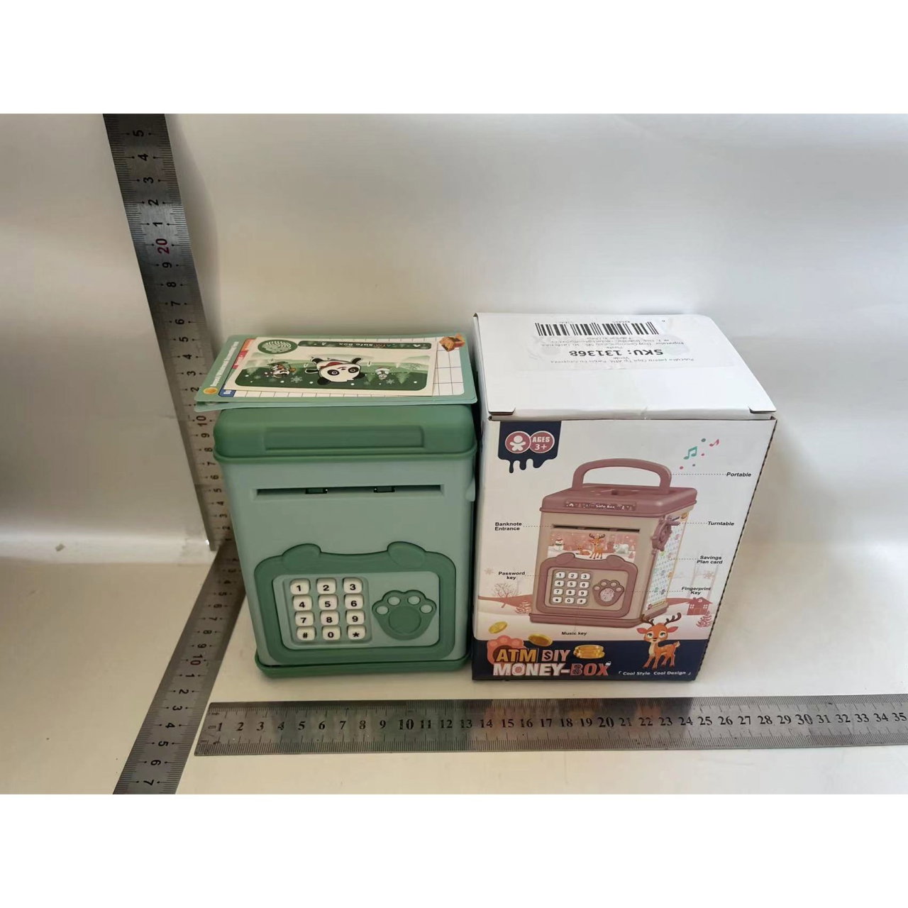 Pusculita pentru Copii, Flippy, pusculita pentru economii SMART BOX cu efecte sonore, Tip ATM, cu Parola cu Amprenta, din plastic, 20 x 13.5 x 11.5 cm Verde [5]