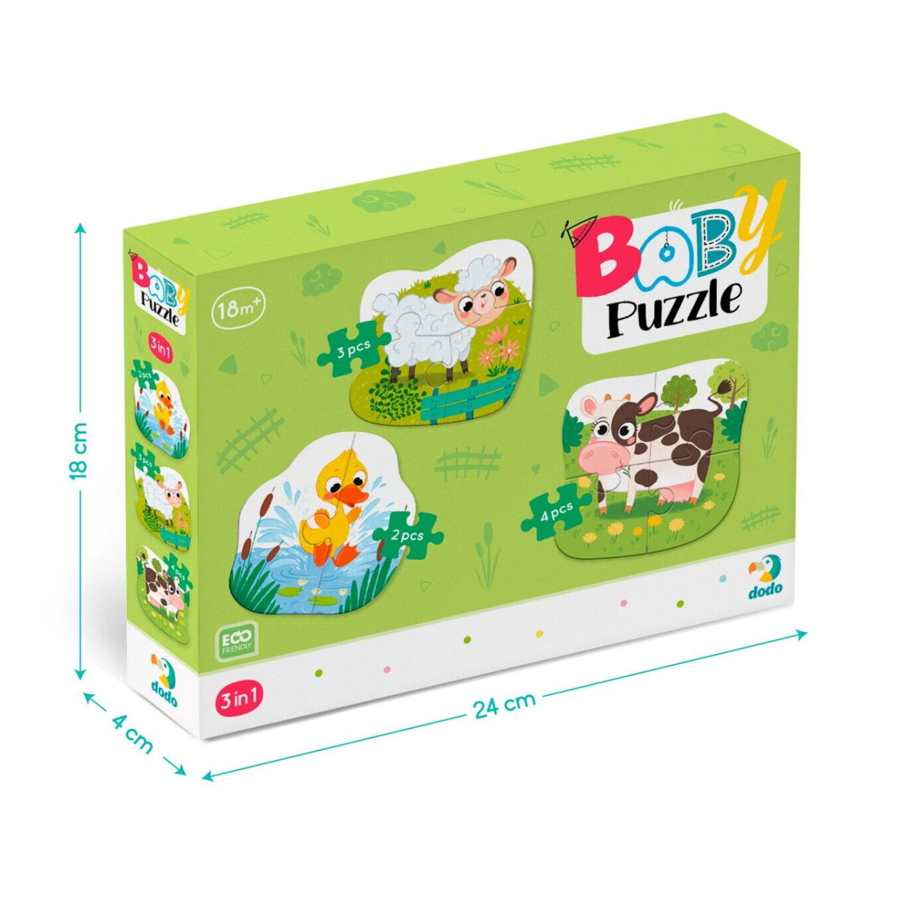 Puzzle 3 in 1 - Animalutele de la ferma (2,3,4 piese) [3]