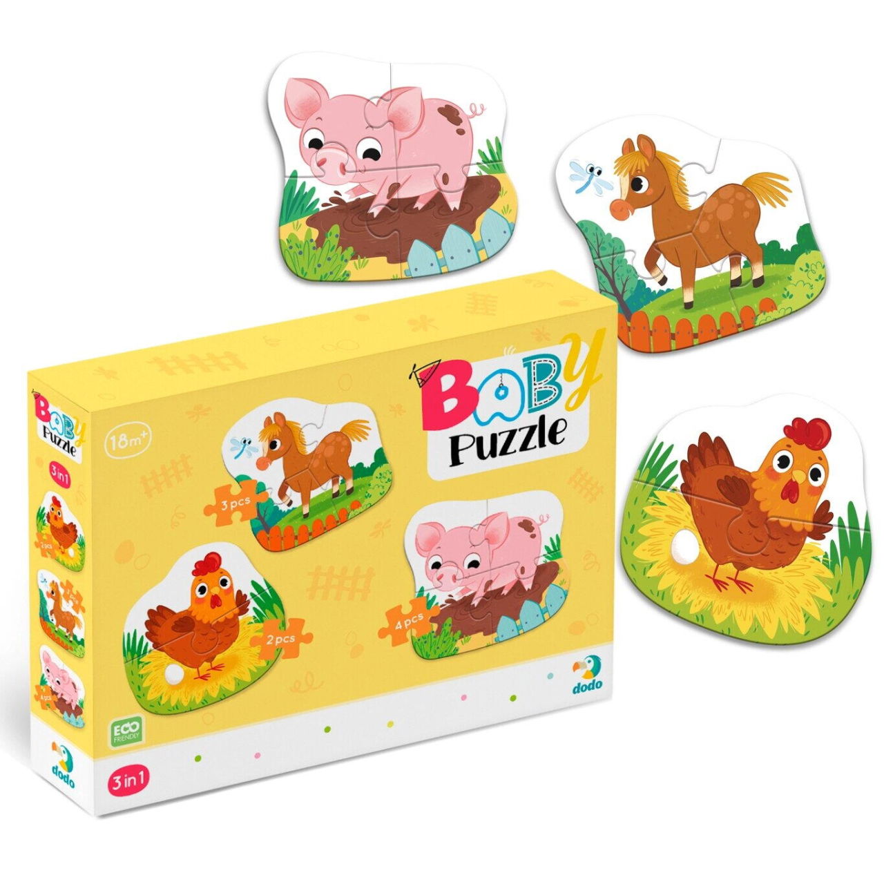 Puzzle 3 in 1 - O zi la ferma (2,3,4 piese) [4]