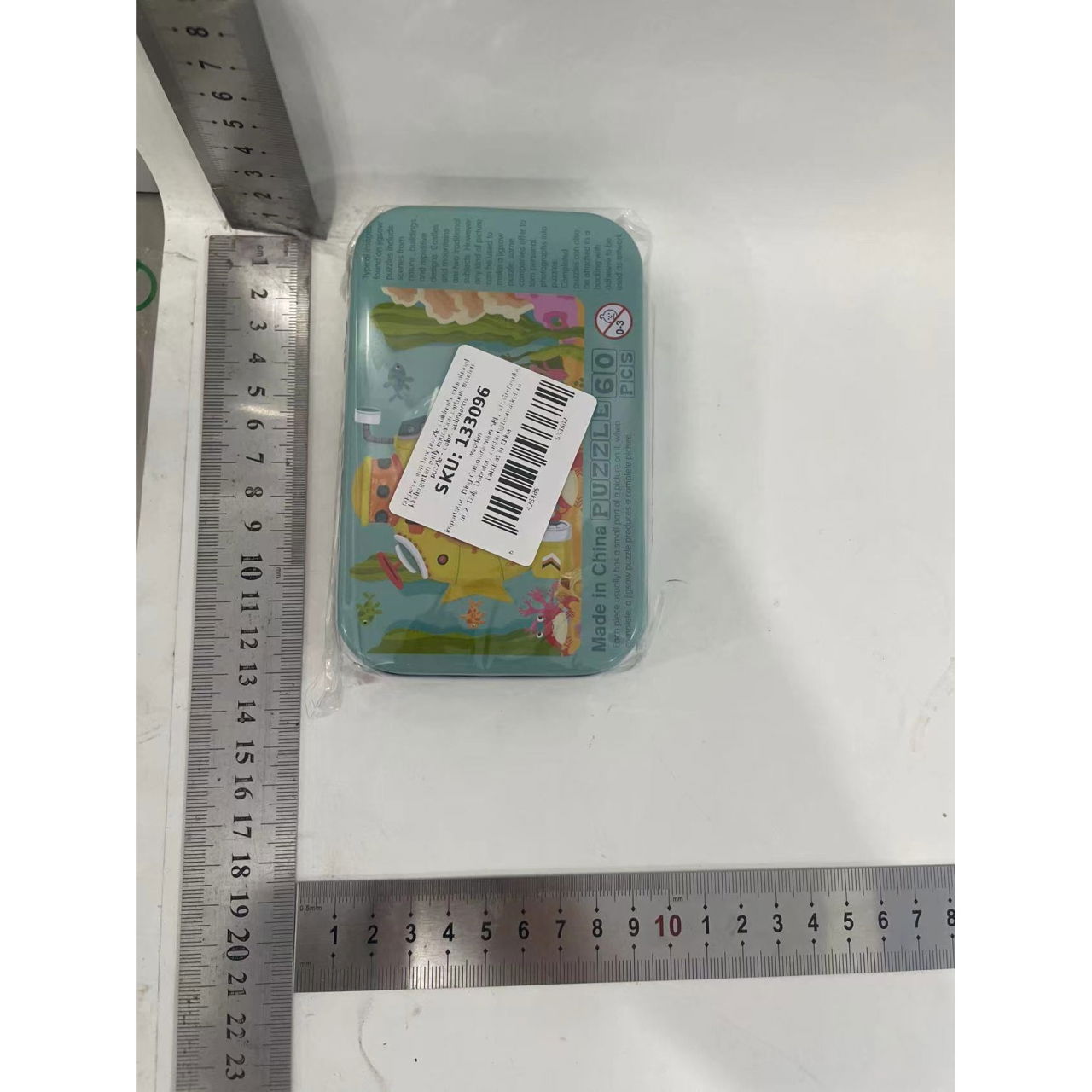 Puzzle 60 de Piese din Lemn in Cutie Metalica, Flippy, Model Submarin, Educativ, Dezvoltare Abilitati Cognitive, pentru Prescolari, 22.5x13.5 cm, Multicolor [2]