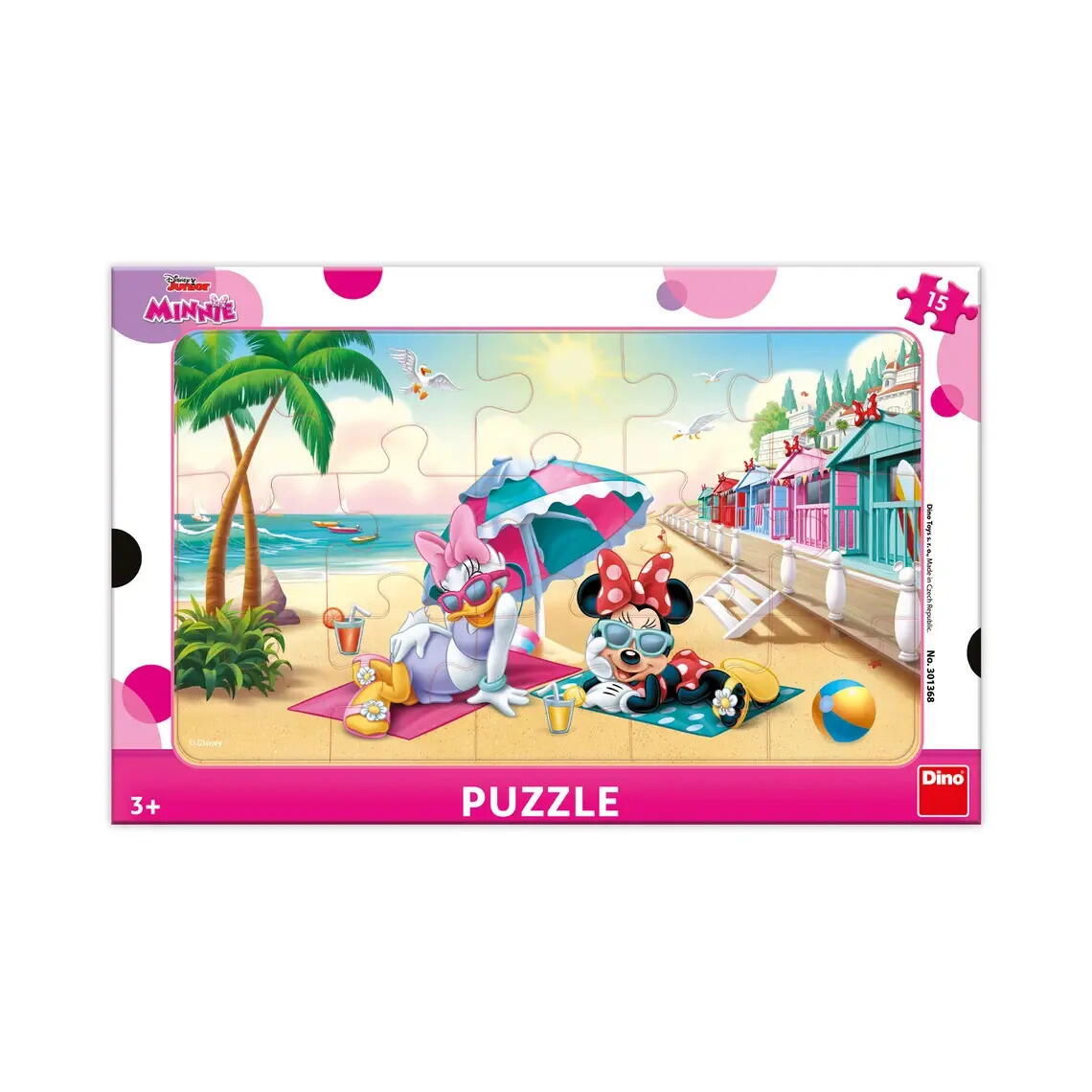 Puzzle cu rama - Minnie si Daisy la plaja (15 piese) [1]