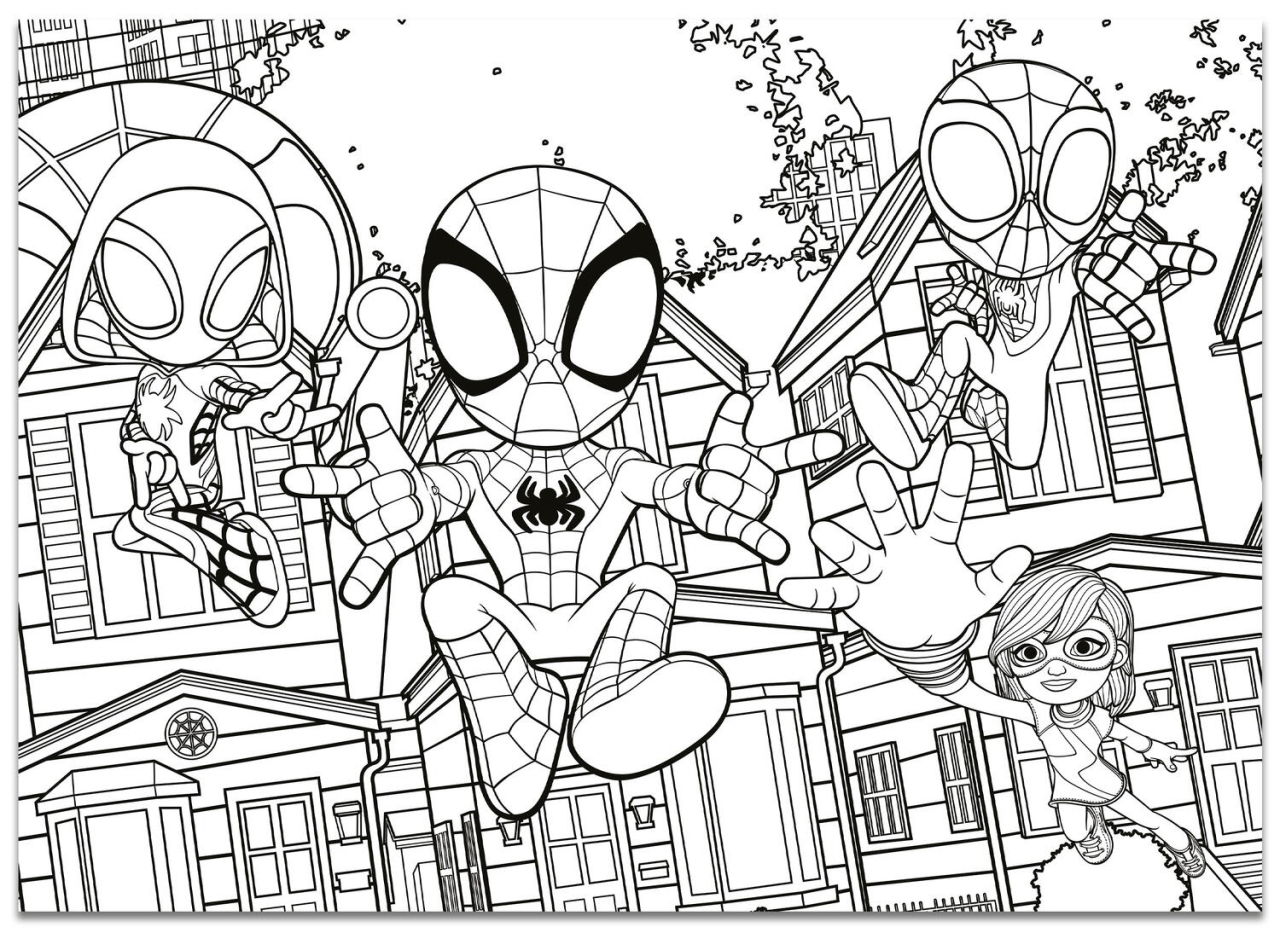 Puzzle de colorat maxi - Paienjenelul Marvel si prietenii lui uimitori (4 x 48 de piese) [2]