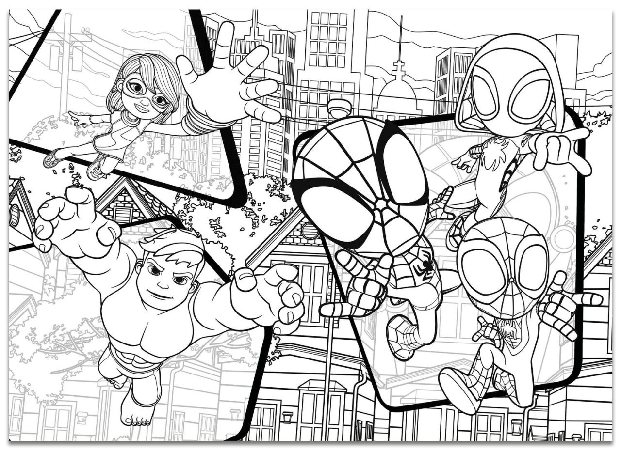 Puzzle de colorat maxi - Paienjenelul Marvel si prietenii lui uimitori (4 x 48 de piese) [4]