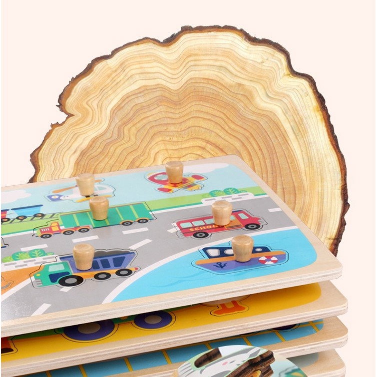 Puzzle Montessori din Lemn pentru Copii, Flippy, 3D, 0-3 Ani, Model Bucatarie, Educativ, Intuitiv, Creativ, 10 Piese, 30x22.5x0.8 cm, Multicolor [2]
