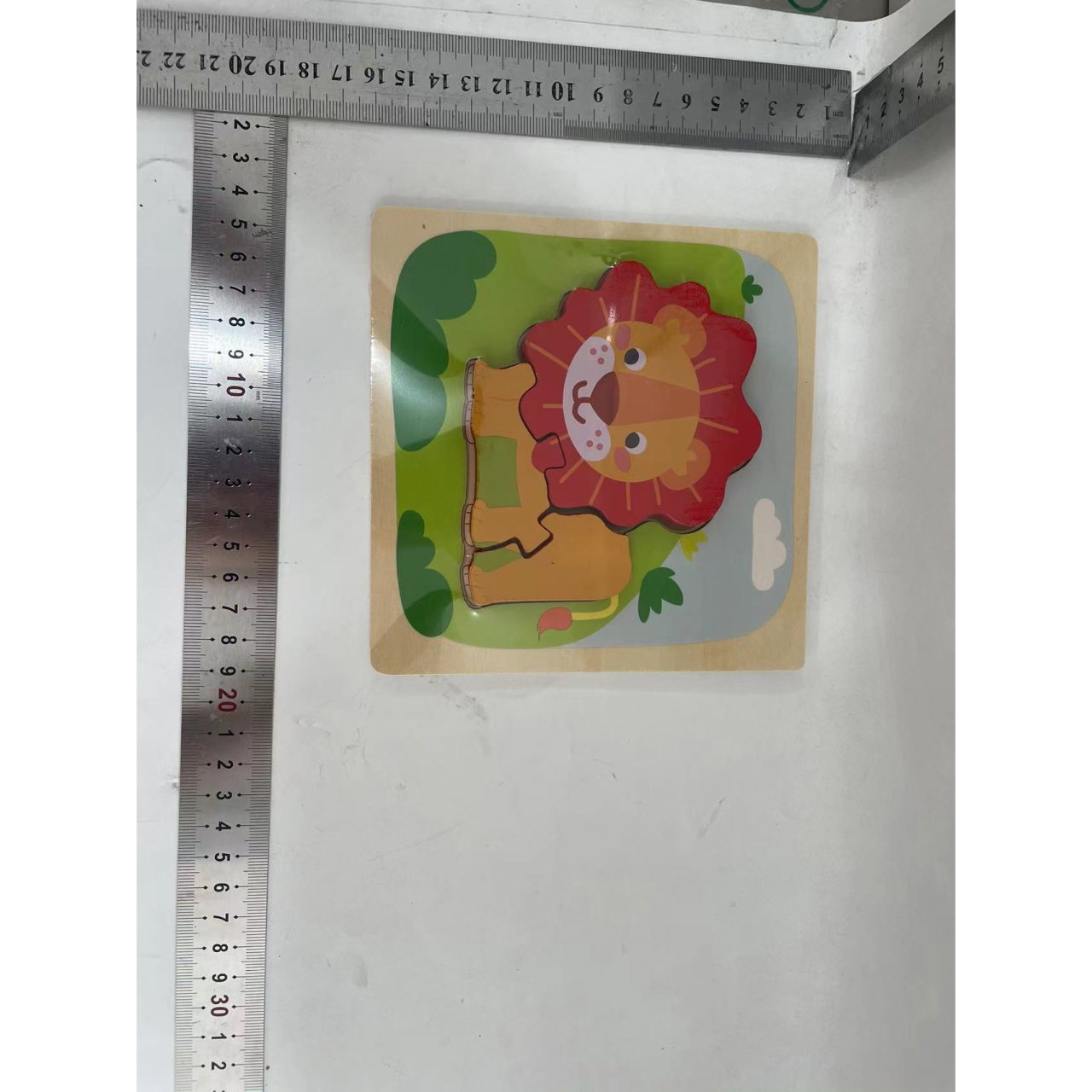 Puzzle Montessori din Lemn pentru Copii, Flippy, 3D, 0-3 Ani, Model Leu, Educativ, Intuitiv, Creativ, 3 Piese, 15x15x0.5 cm, Multicolor [2]