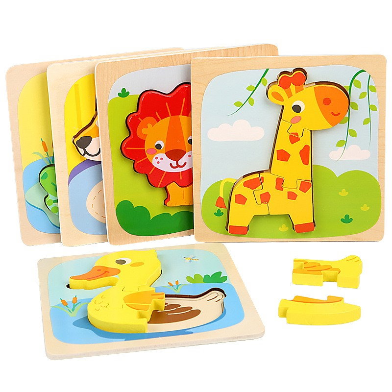 Puzzle Montessori din Lemn pentru Copii, Flippy, 3D, 0-3 Ani, Model Ratusca, Educativ, Intuitiv, Creativ, 5 Piese, 15x15x0.5 cm, Multicolor [11]