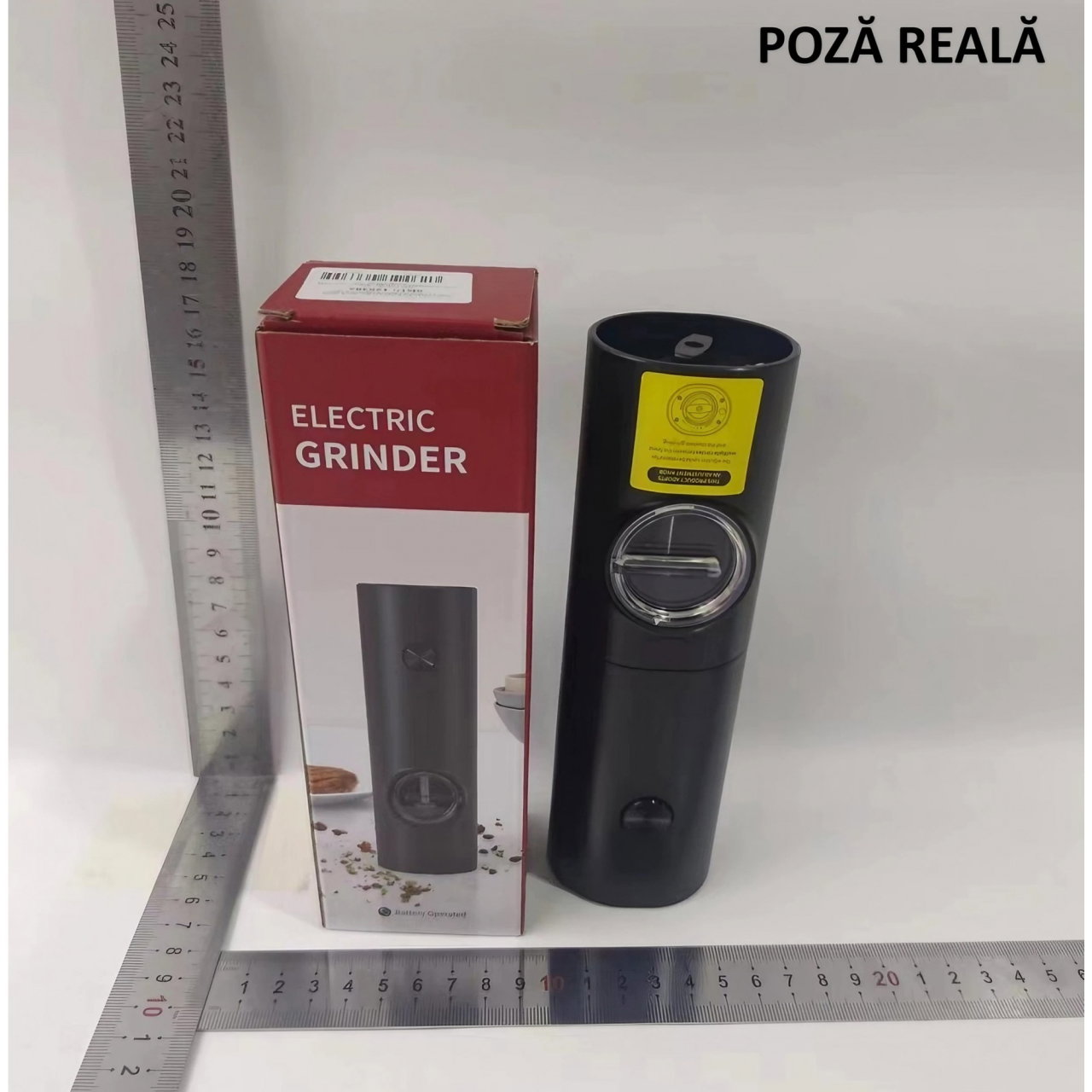 Rasnita Electrica pentru Cafea si Condimente, Flippy, Cutit de Macinare din Otel Inoxidabil, Incarcare cu Baterii, Optiuni Diferite de Macinare, Usor de Manevrat, 18x5.5cm, Negru [10]