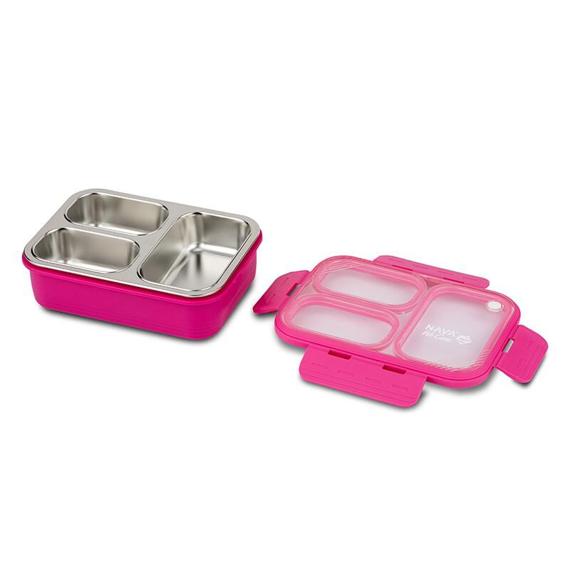 Recipient dreptunghiular pentru alimente Bento din oțel inoxidabil "We Care", magenta 800ml [2]