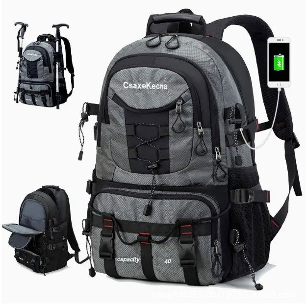 Rucsac Multifunctional de Alpinism, Flippy, Capacitate 36-55 L, de Calatorie, Impermeabil, Slot USB Incarcare Telefon, Bretele Reglabile, 52 x 34 x 19 cm, Gri [1]