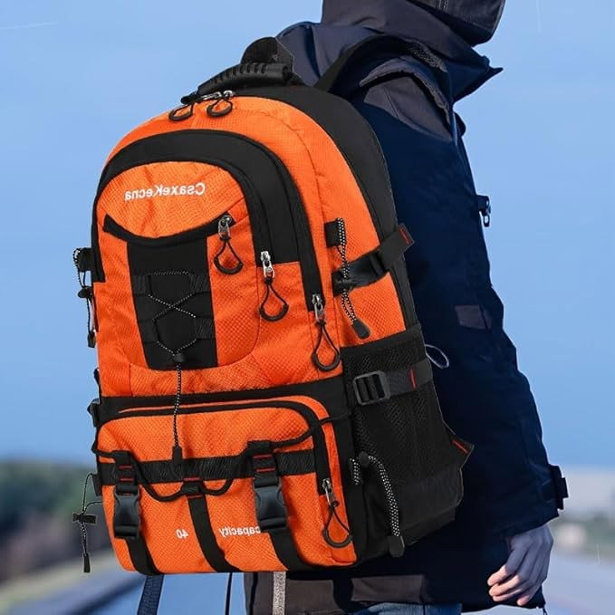 Rucsac Multifunctional de Alpinism, Flippy, Capacitate 36-55 L, de Calatorie, Impermeabil, Slot USB Incarcare Telefon, Bretele Reglabile, 52 x 34 x 19 cm, Portocaliu [4]