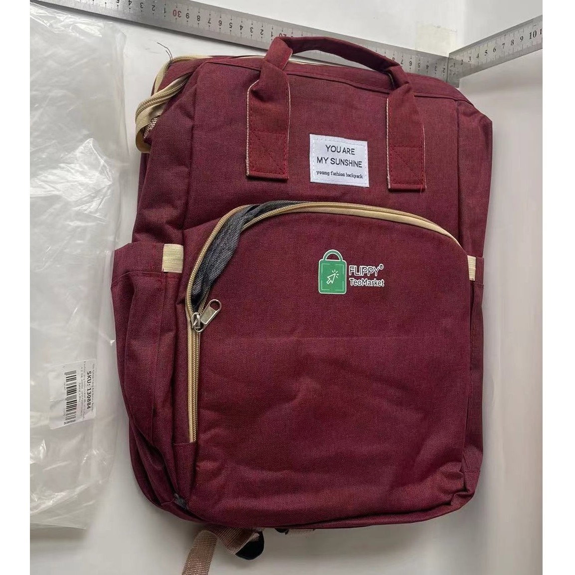 Rucsac Multifunctional pentru Mamici, Flippy, cu Patut Pliabil si Baza de Schimbat, Rezistent la Apa, Capacitate Mare, Usor, Compartimente Multiple [5]