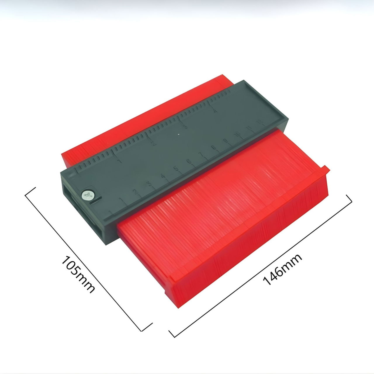 Sablon Masurare Contur, Flippy, Cu Rigla Integrata, pentru Copiere Unghiuri si Forme Neregulate, Plastic Rezistent, 14.6 x 10.5 cm, Rosu/Negru [3]