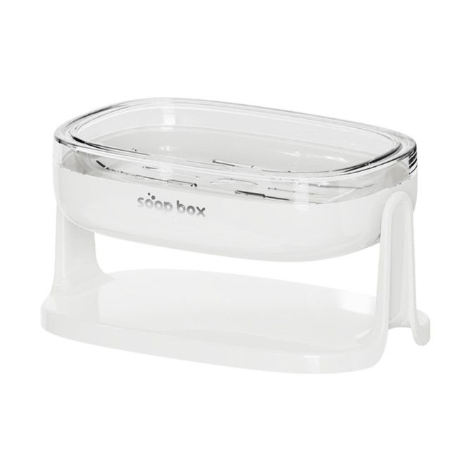 Savoniera cu Suport 2 in 1, Flippy, Pentru Perete sau Blat, PET, Scurgere Optima, Alb [1]