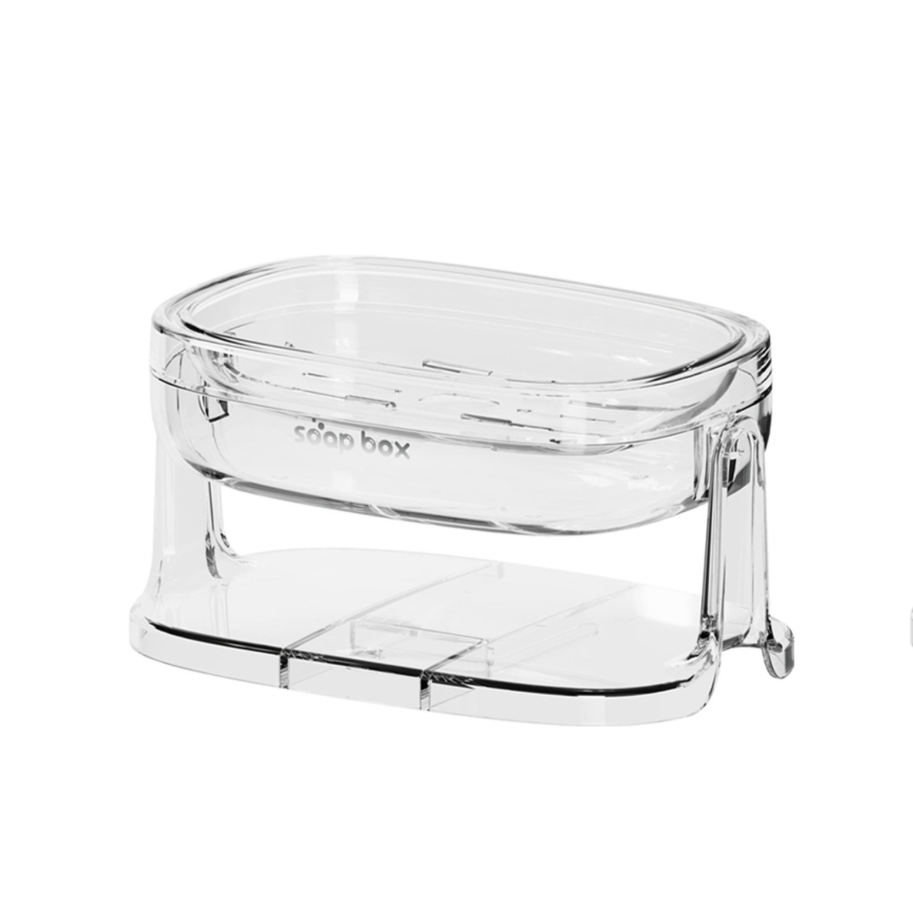 Savoniera cu Suport 2 in 1, Flippy, Pentru Perete sau Blat, PET, Scurgere Optima, Argintiu Transparent [5]