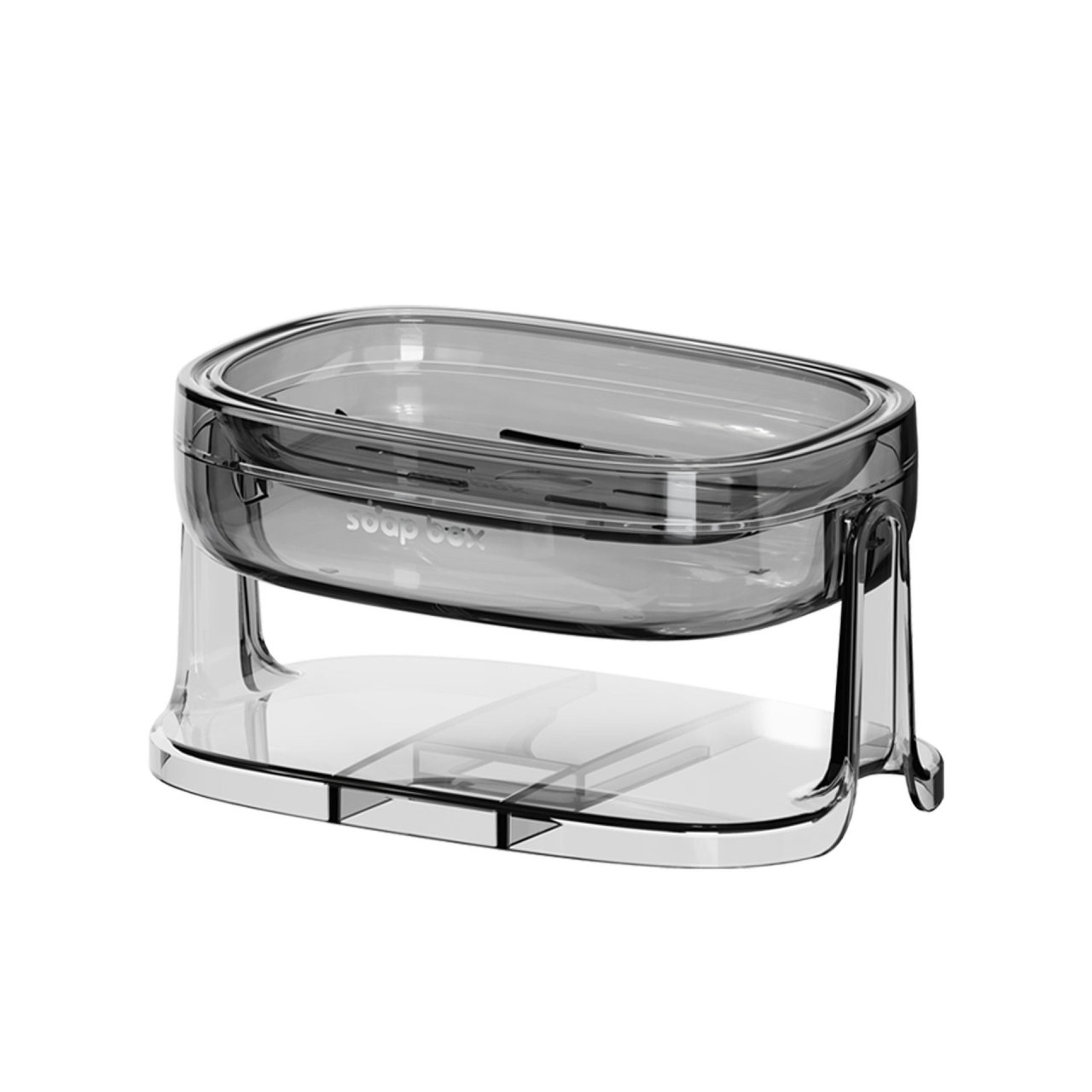 Savoniera cu Suport 2 in 1, Flippy, Pentru Perete sau Blat, PET, Scurgere Optima, GriTransparent [7]