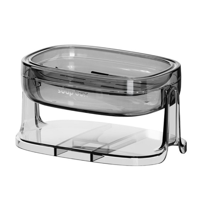 Savoniera cu Suport 2 in 1, Flippy, Pentru Perete sau Blat, PET, Scurgere Optima, GriTransparent [1]