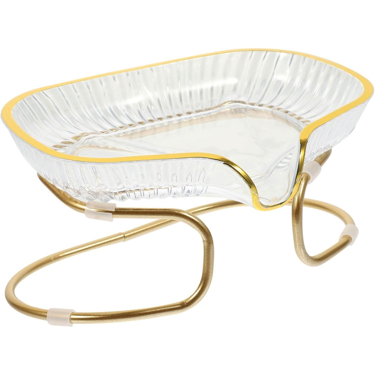 Savoniera cu Suport, Flippy, Sistem de Scurgere a Apei, Margine Aurie, 14 x 8.5 x 9 cm, din TPE, Transparent [1]