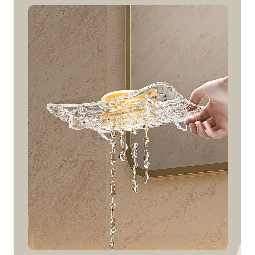 Savoniera din Plastic Flippy, 15 x 9 cm, cu Scurgere Apa, Design Modern, Transparent [5]