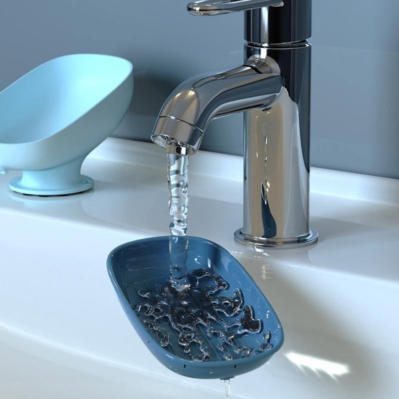 Savoniera din Plastic, Flippy, cu Ventuza, Design Modern, Albastru [2]