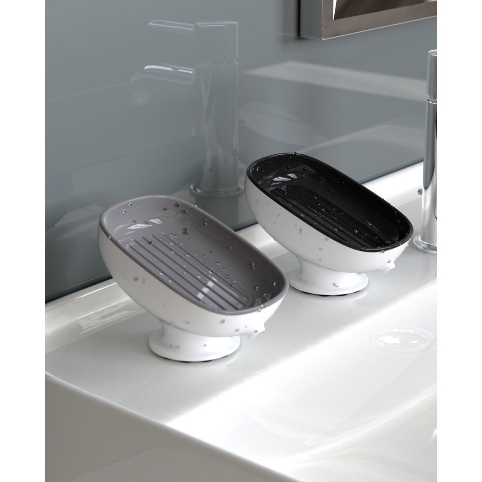 Savoniera din Plastic, Flippy, cu Ventuza, Design Modern, Gri [6]