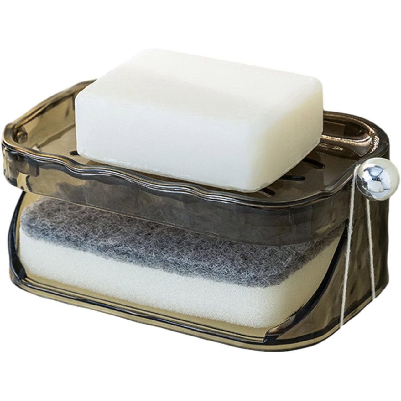 Savoniera Dubla, Flippy, 2 Straturi, Instalare fara Perforare, Agatatoare Burete, 13.5 x 8.5 x 6 cm, Gri [1]