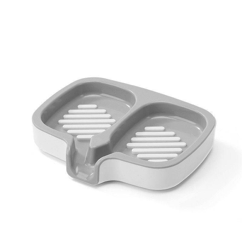 Savoniera Dubla, Flippy, Sistem de Scurgere a Apei, din ABS, 14.5 x 18 x 3 cm, Alb/Gri [1]