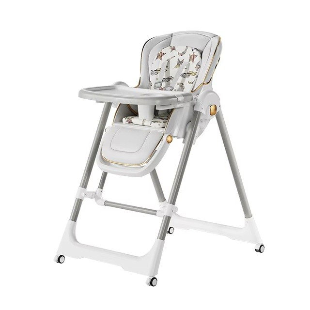 Scaun de Masa 2in1, Flippy, pentru Copii 6 luni - 4 Ani, Pliabil, cu Roti, Balansoar, Leagan, Reglabil, Tava de Masa Dubla, Centura in 5 Puncte, 96 x 56 x 76 cm, Gri [5]